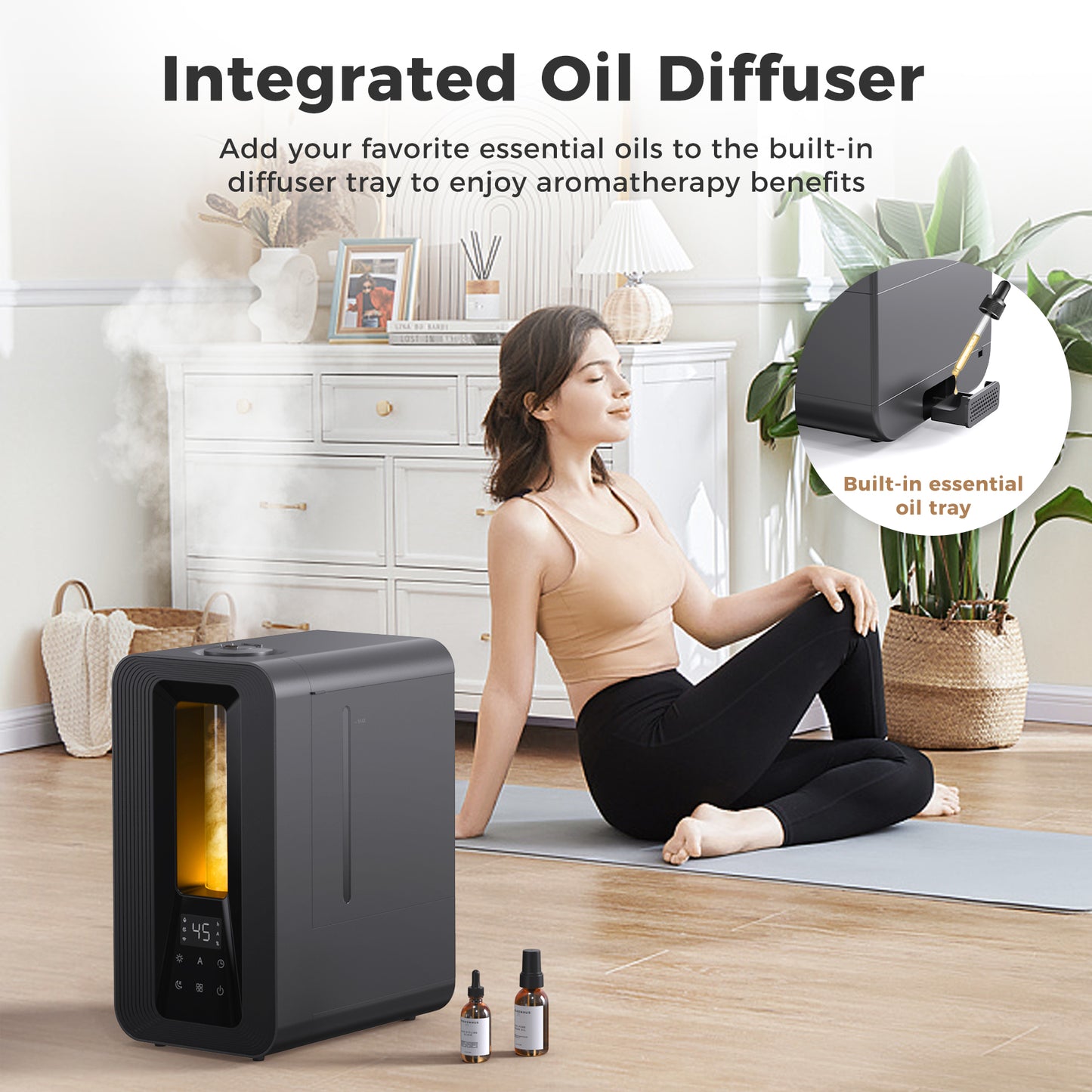 KLOUDIC 6L Cool Mist Humidifier, Quiet Ultrasonic Humidifiers for Bedroom, Large Capacity with Oil Diffuser for Home Large Room