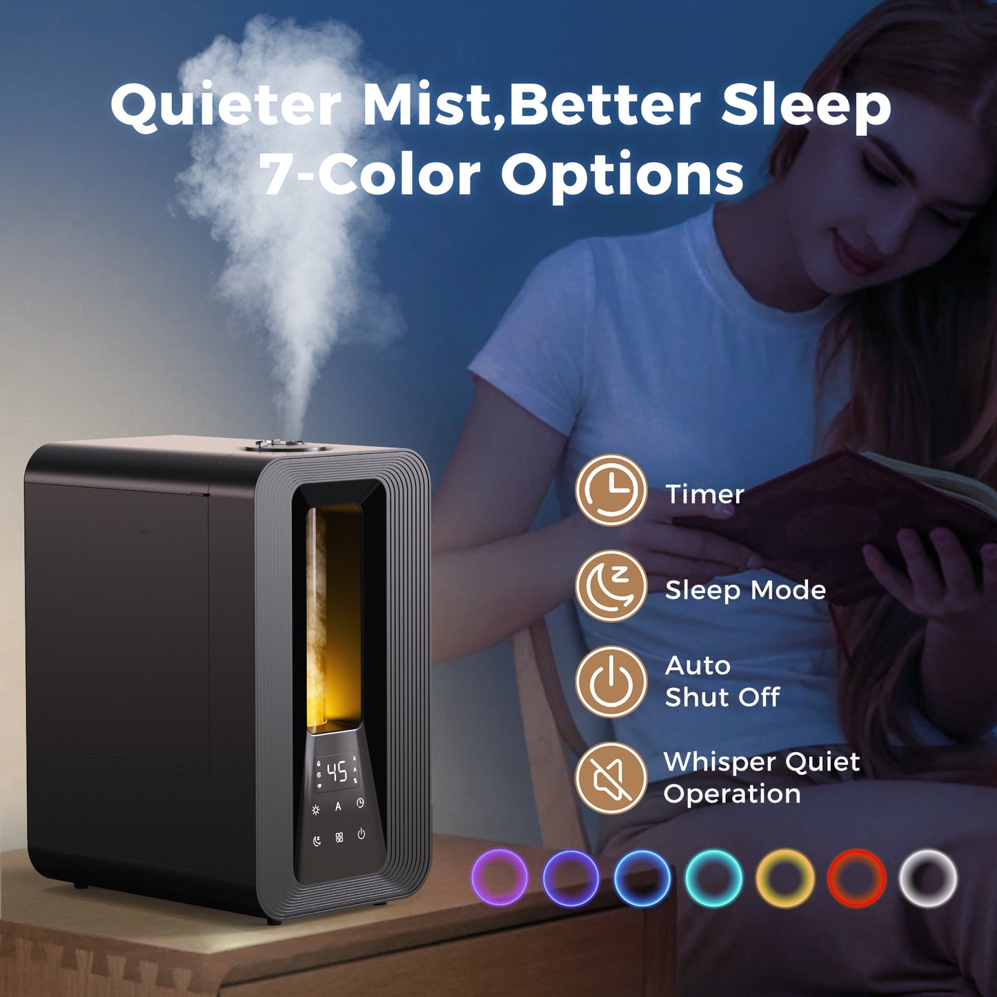 KLOUDIC 6L Cool Mist Humidifier, Quiet Ultrasonic Humidifiers for Bedroom, Large Capacity with Oil Diffuser for Home Large Room