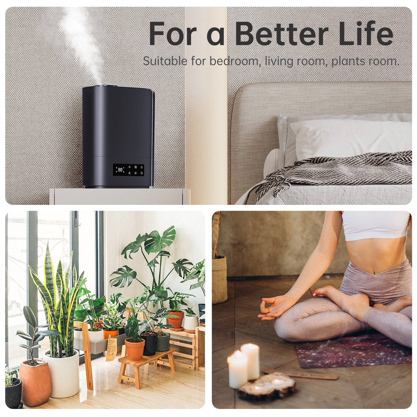 KLOUDIC Top-Fill 6L Cool Mist Large Humidifier for Home Air Vaporizer with Humidistat and Timer