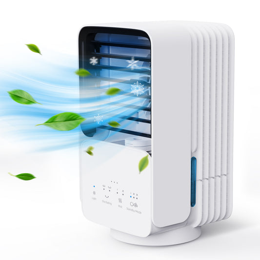 KLOUDIC Portable Air Conditioner Fan, Evaporative Air Cooler, USB Personal Desktop Cooling Fan with 3 Speeds,Small Air Cooler for Room