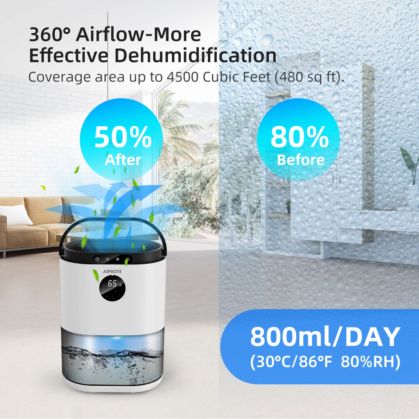 AIPROTE Auto-Defrost Dehumidifier