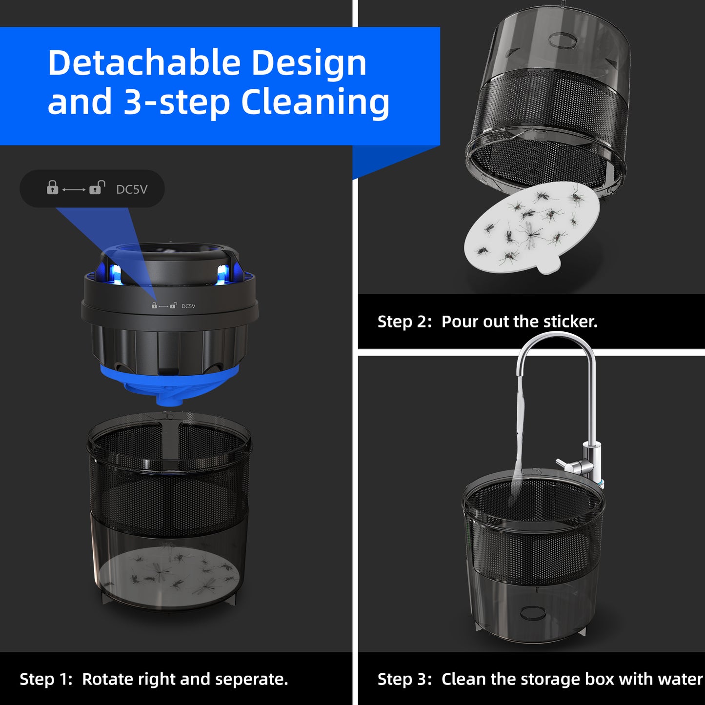 KLOUDIC Bug Zapper, Insect Trap indoor ,Electric Mosquito Killer, USB Powered Non-Toxic Pest Control for Home ,Capming
