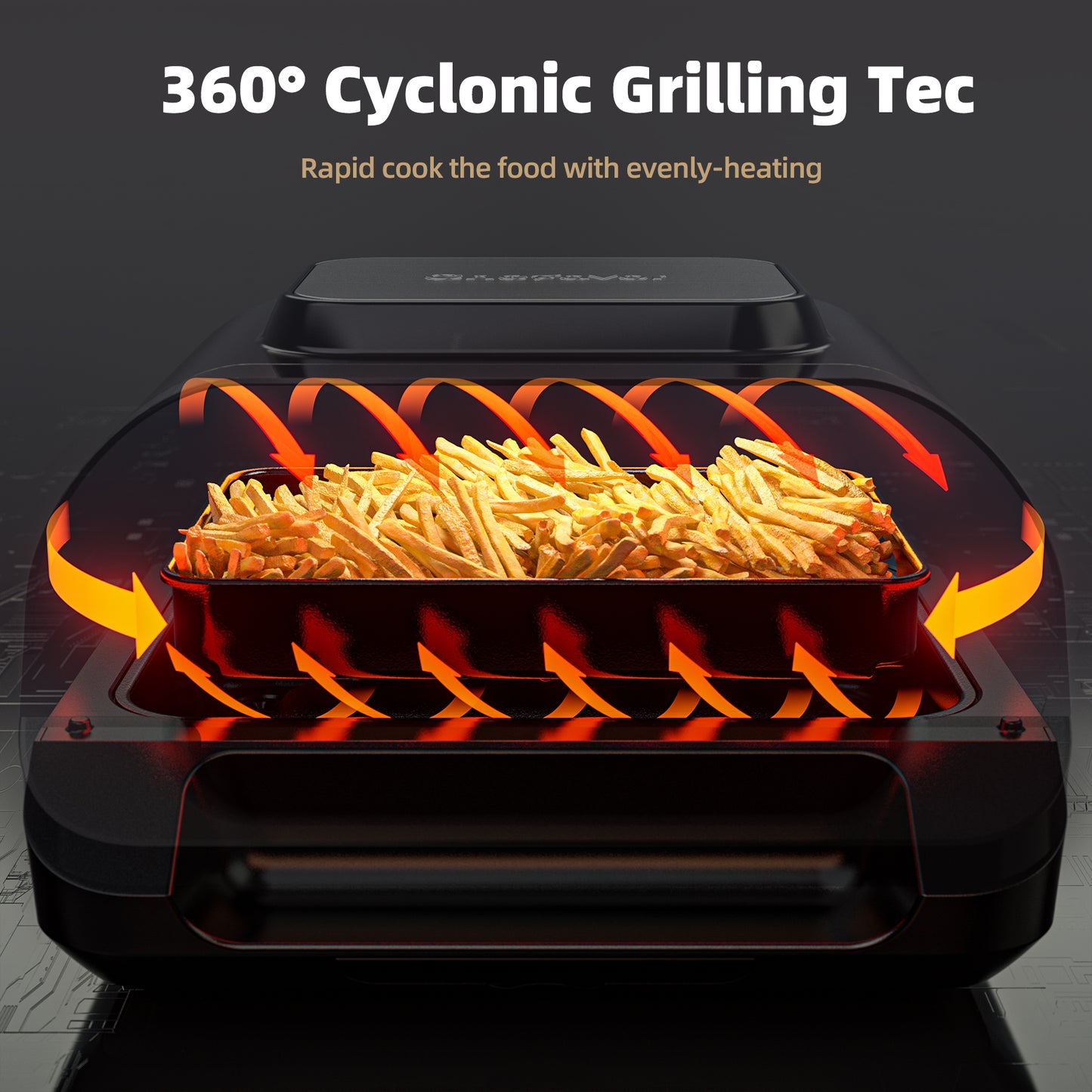 KLOUDIC Smart Indoor Grill & Air Fryer Combo, Smokeless Electric Countertop Griddle, with Removable Non-Stick 1700W, Black