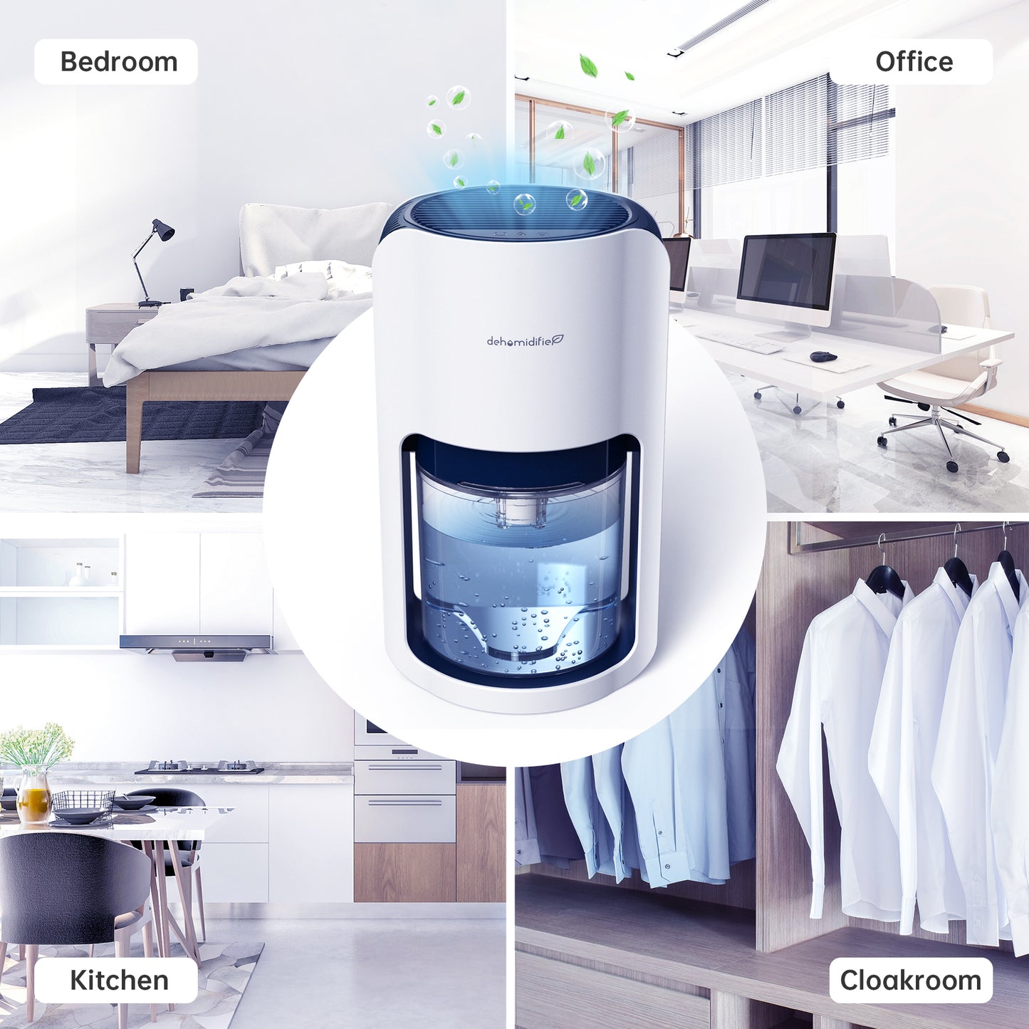 KLOUDIC 1200ml Ultra Quiet Dehumidifier with Automatic Defrosting for Home, 480 Sq ft