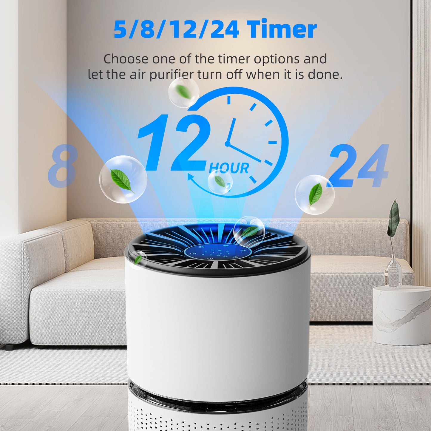 BREEZOME H13 HEPA Air Purifiers for Large Room(620 Sq.ft), Ultra Quiet , Display Lock,White
