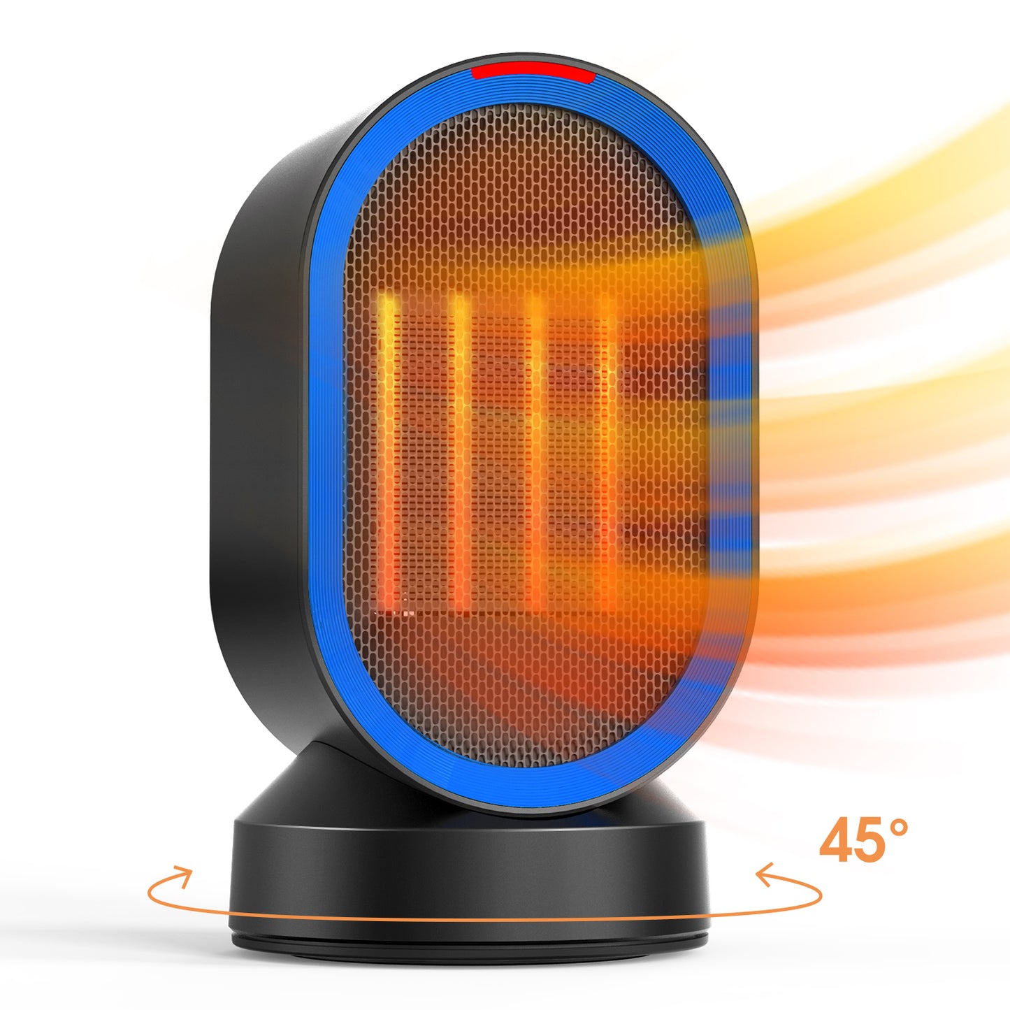 Kloudic 600W Space Heater, Desk heater with PTC Ceramic heating , 45° Oscillation ,Tipped-over Protection, Black