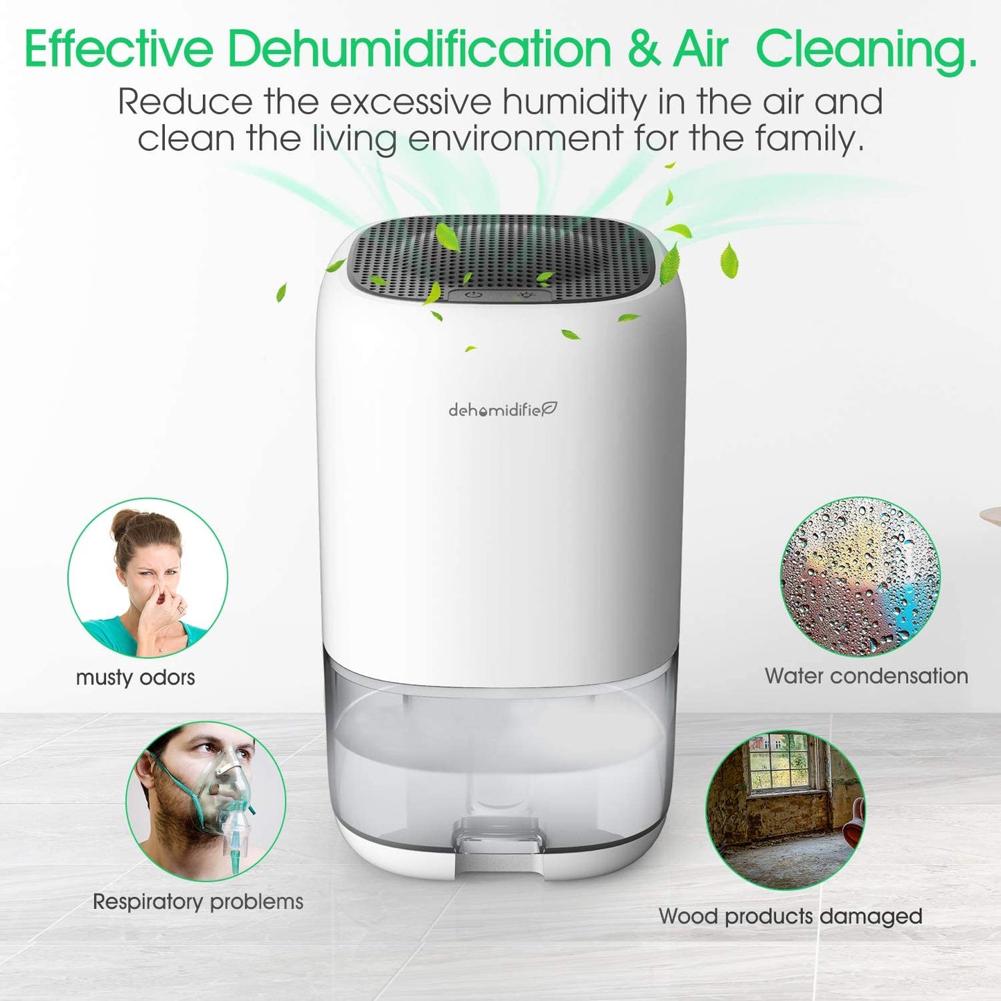 Kloudi Dehumidifier 1000ml Small Dehumidifier Mini Electric Dehumidifier, Air Cleaner, Portable and Compact Ultra Quiet for Home, basements, Bedroom, Bathroom, Garage, Wardrobe, RV