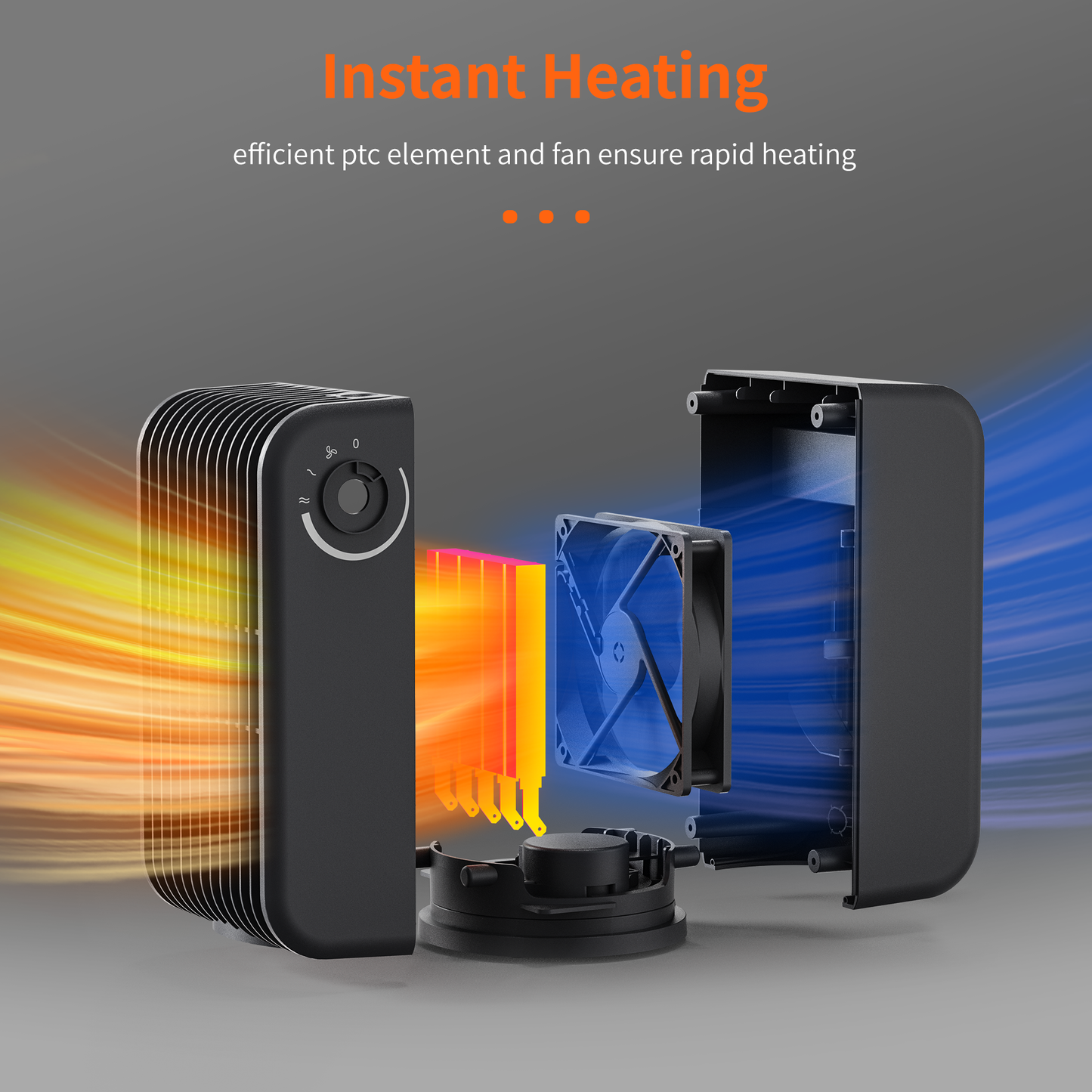 Kloudic Space Heater Electric Heater with 3 Modes, 1500W Small Desk Heater for Indoor Bedroom Office Use