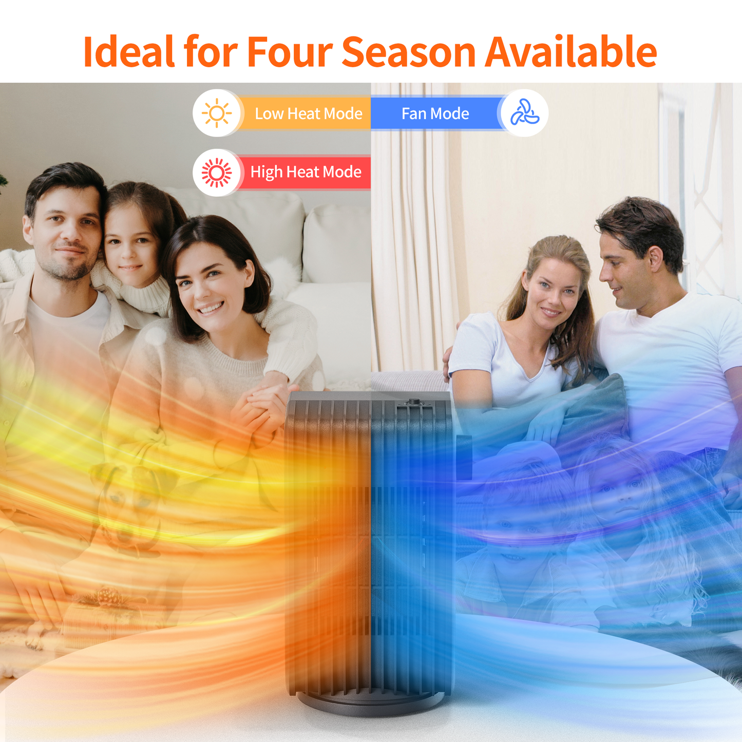 Kloudic Space Heater Electric Heater with 3 Modes, 1500W Small Desk Heater for Indoor Bedroom Office Use