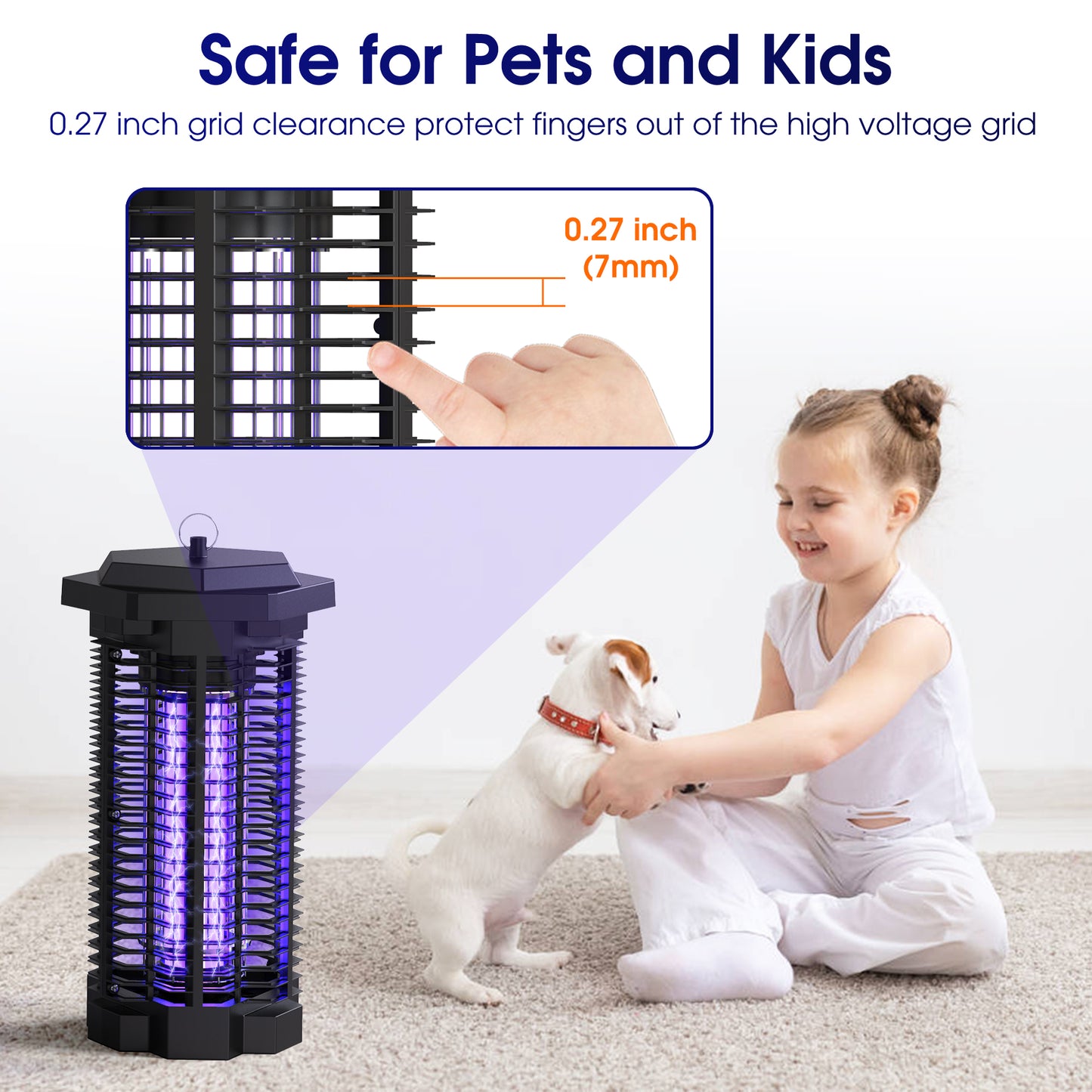 KLOUDIC Bug Zapper for Outdoor and Indoor, 4000V Waterproof High Powered Electric Mosquito Zappers Killer, Insect Fly Trap for Home Backyard Patio