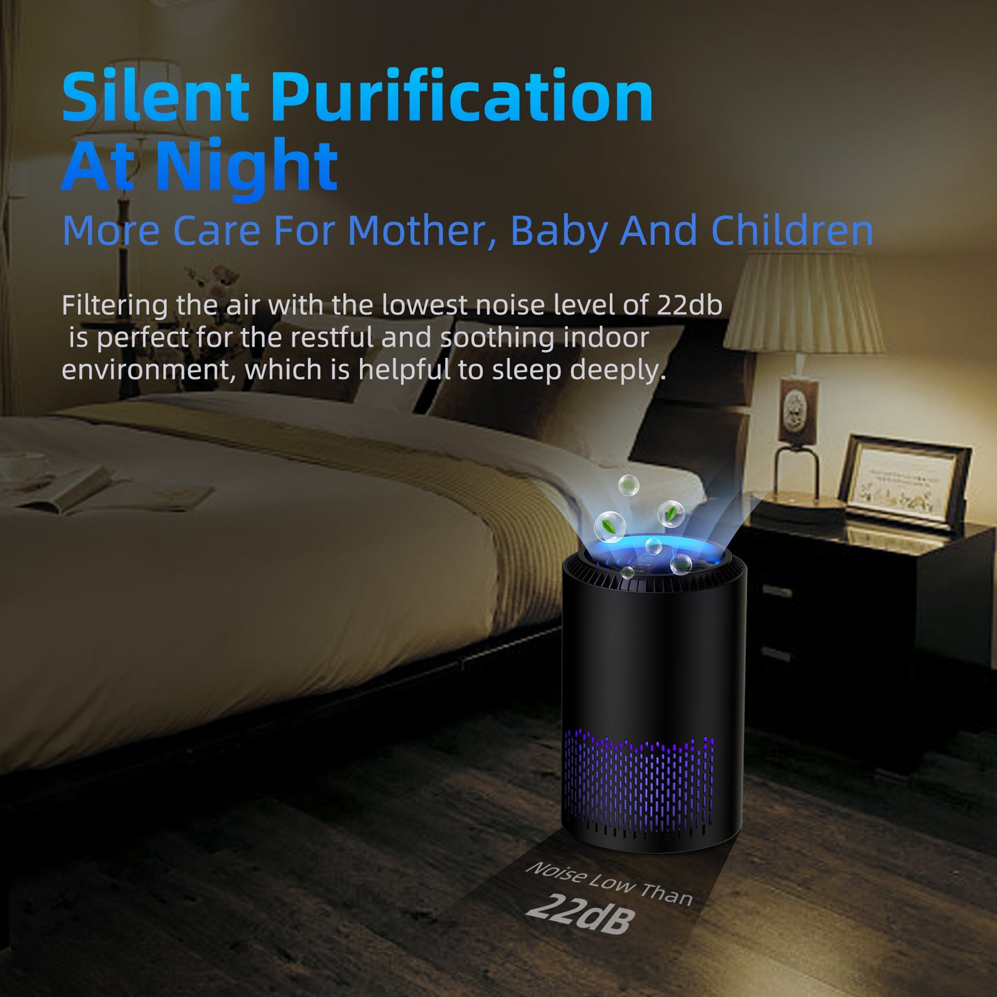 H13 HEPA Air Purifiers for Home, Air Purifier with Sleep Mode Speed Control For Bedroom Office Living Room, MK01- Black
