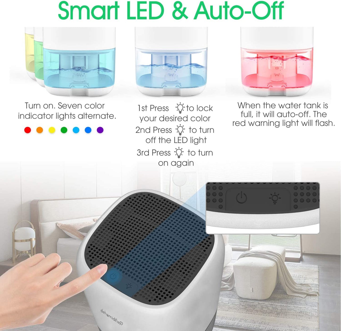 Kloudi Dehumidifier 1000ml Small Dehumidifier Mini Electric Dehumidifier, Air Cleaner, Portable and Compact Ultra Quiet for Home, basements, Bedroom, Bathroom, Garage, Wardrobe, RV
