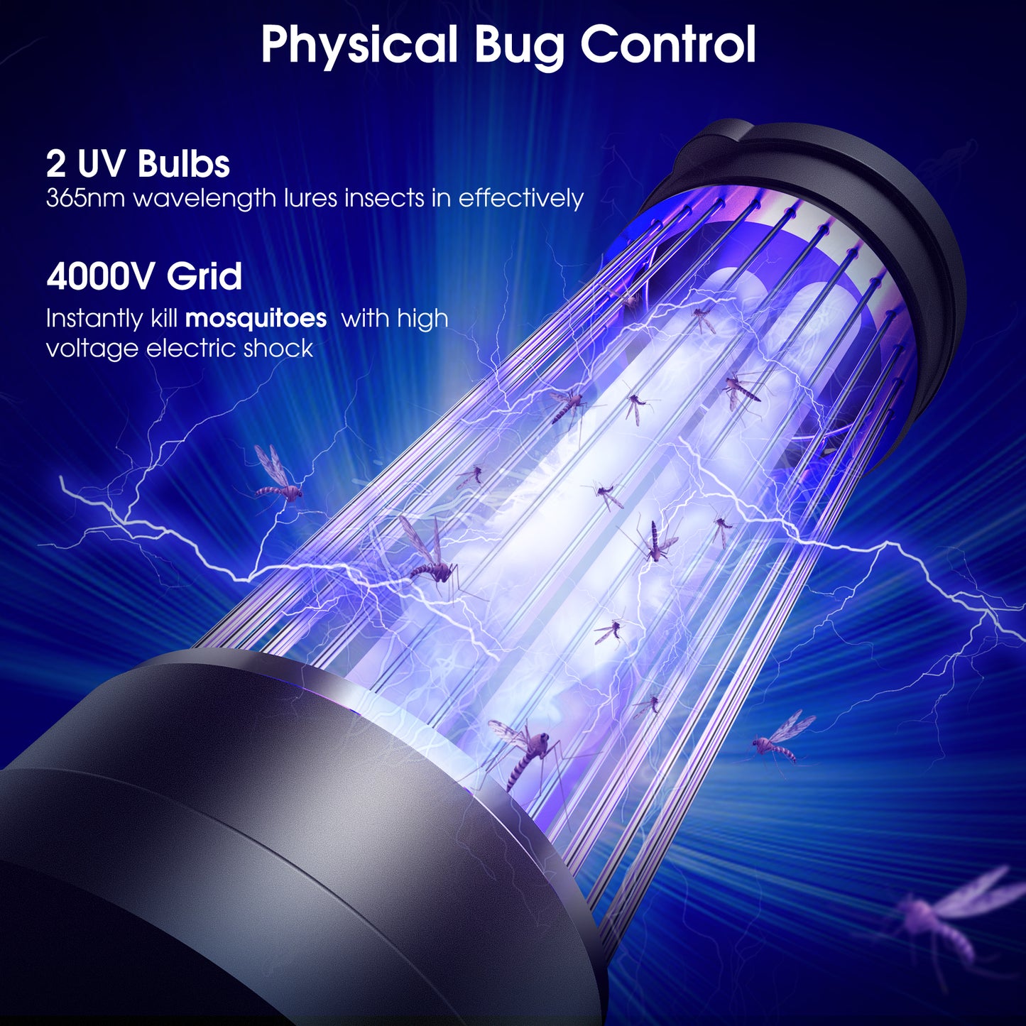 KLOUDIC Bug Zapper for Outdoor and Indoor, 4000V Waterproof High Powered Electric Mosquito Zappers Killer, Insect Fly Trap for Home Backyard Patio