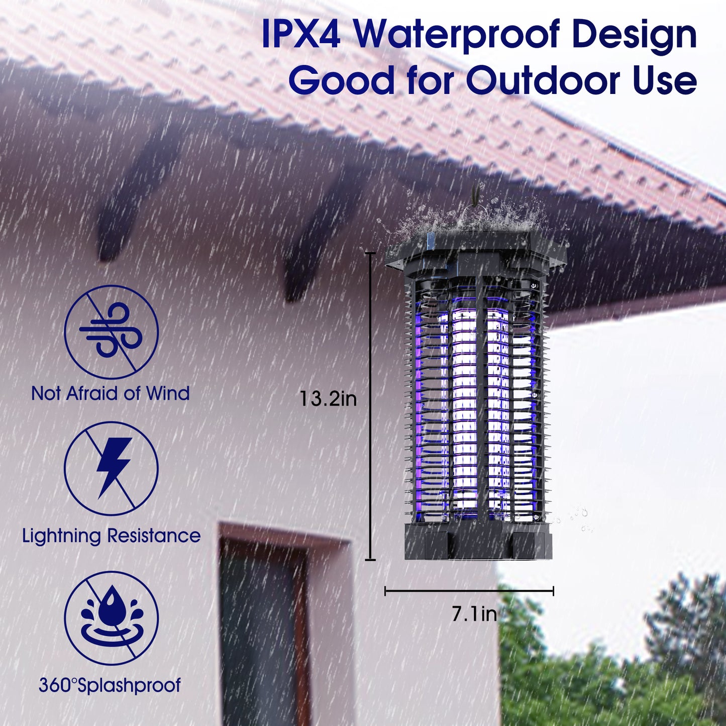 KLOUDIC Bug Zapper 4000 Volt Waterproof Electric Mosquito Killer Trap mosquito repellent outdoor for Home Backyard Patio Garden, Black