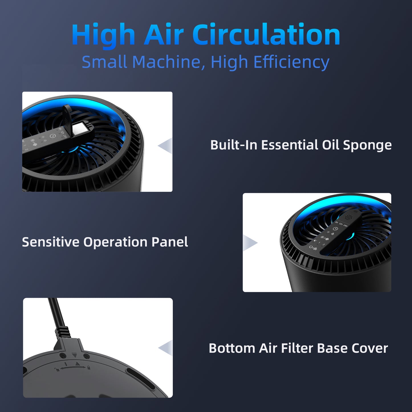 H13 HEPA Air Purifiers for Home, Air Purifier with Sleep Mode Speed Control For Bedroom Office Living Room, MK01- Black