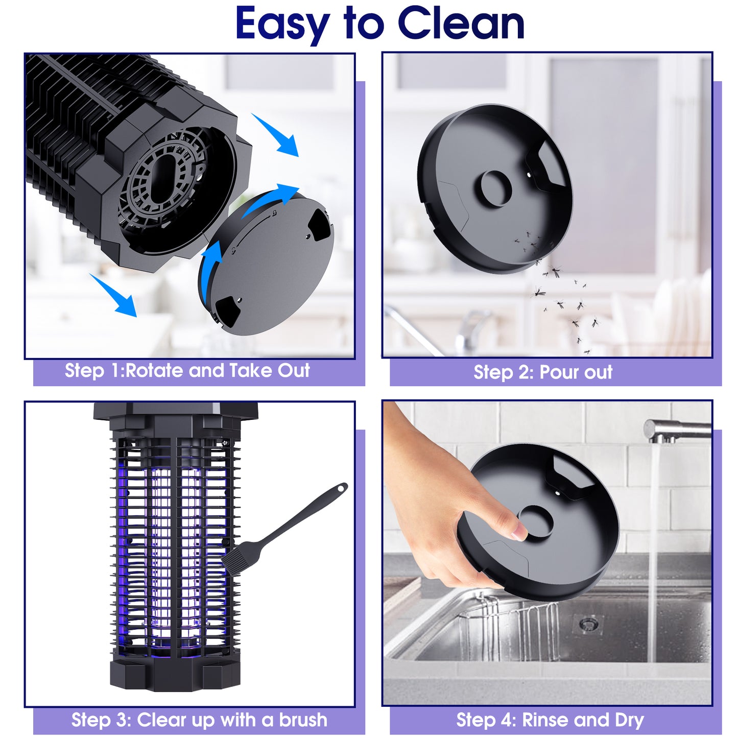 KLOUDIC Bug Zapper 4000 Volt Waterproof Electric Mosquito Killer Trap mosquito repellent outdoor for Home Backyard Patio Garden, Black