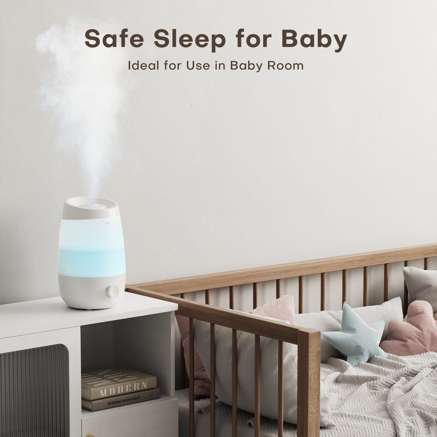 KLOUDIC Humidifier for Home Bedroom, Cool Mist Top Fill 2.5L Essential Oil Diffuser Humidifiers for Baby Nursery and Plants