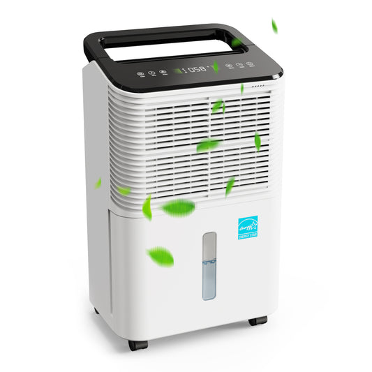 KLOUDIC 12 Pints (DOE) Dehumidifier for Basements, Home Large Rooms, Bathrooms, MAX 50 Pints/Day, Auto Mode with Drain Hose, Smart Humidity Control, 2.5L Water Tank, Covers Up to 2000 Sq.ft