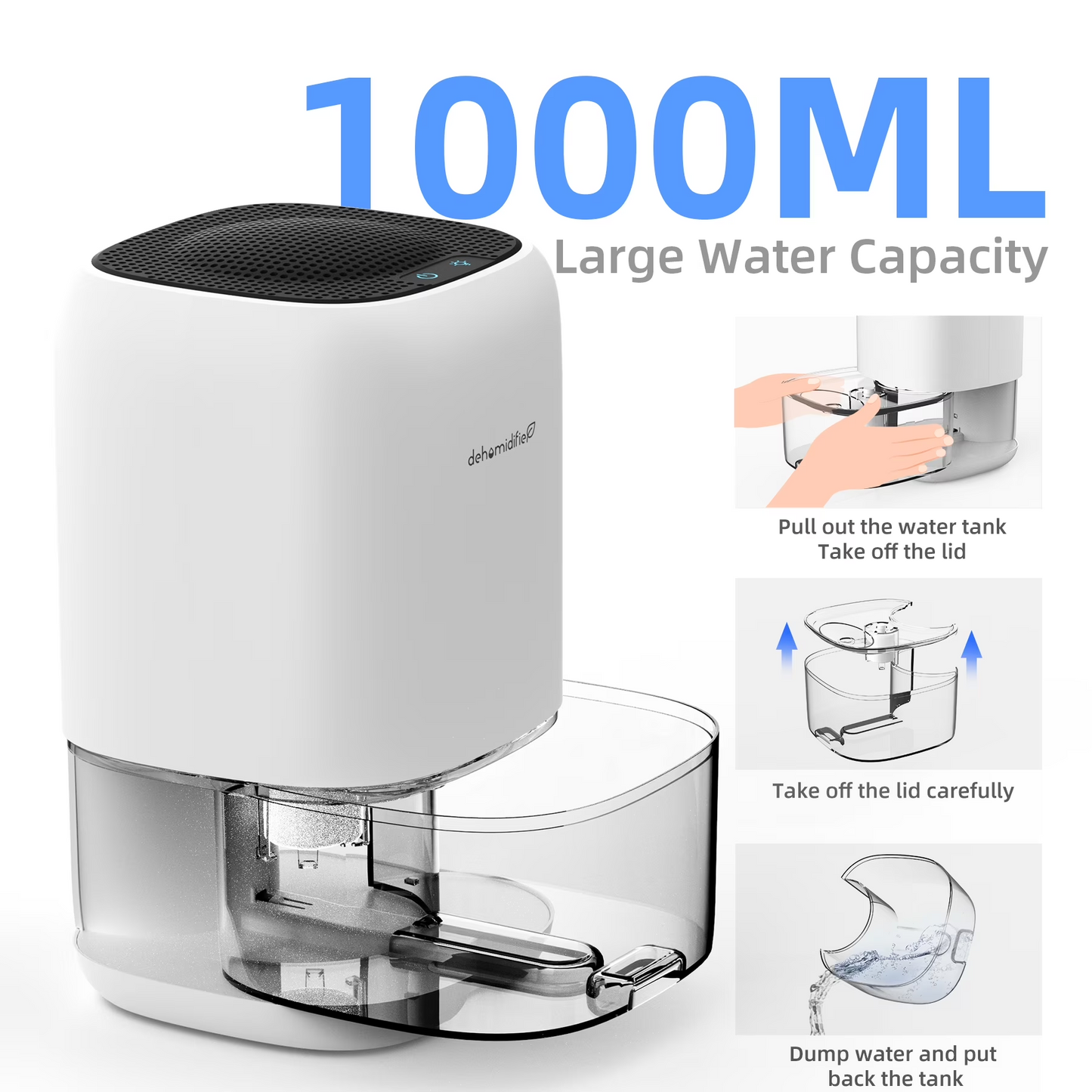 KLOUDIC Dehumidifier,280 sq.ft Dehumidifier for Room,35oz Portable Water Tank,Ultra Quiet with Auto Shut Off