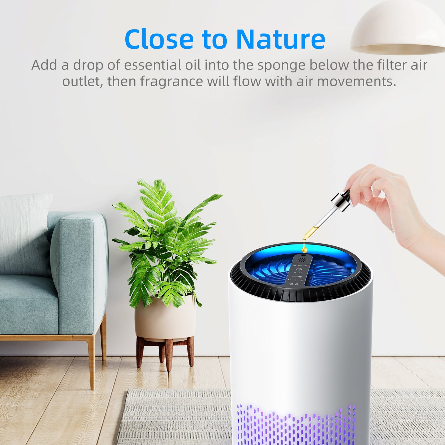 Kloudic Portable Air Purifier with UV Light - White