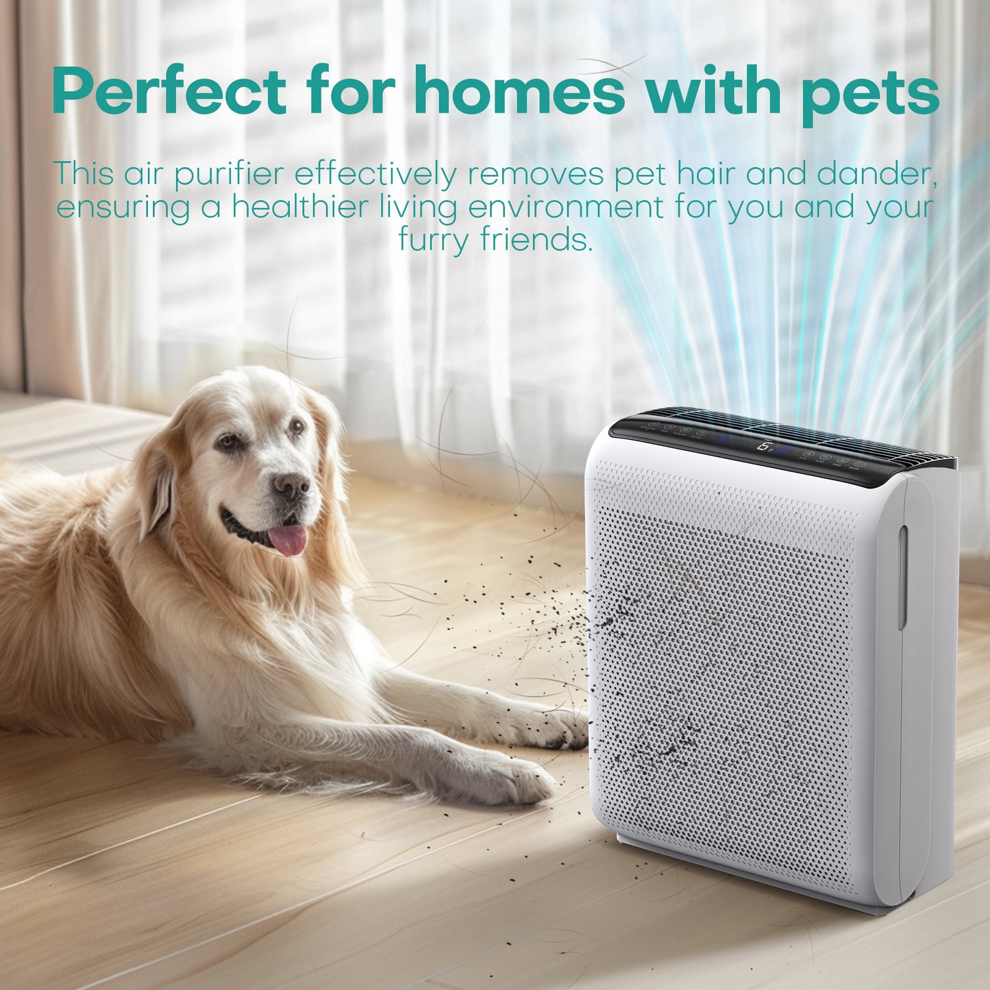 KLOUDIC Air Purifier for Home Large Room Up to 1900 Sq. Ft with Washable Filters, Air Quality Sensors for Pet hair, Pollen, Smoke, Air Cleaner for Bedroom