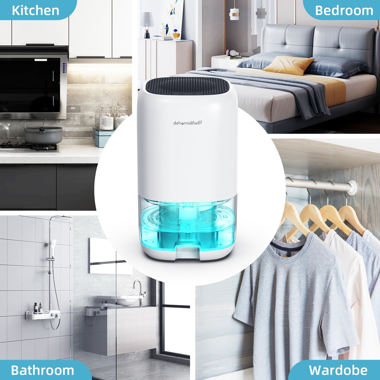 KLOUDIC Dehumidifier,280 sq.ft Dehumidifier for Room,35oz Portable Water Tank,Ultra Quiet with Auto Shut Off