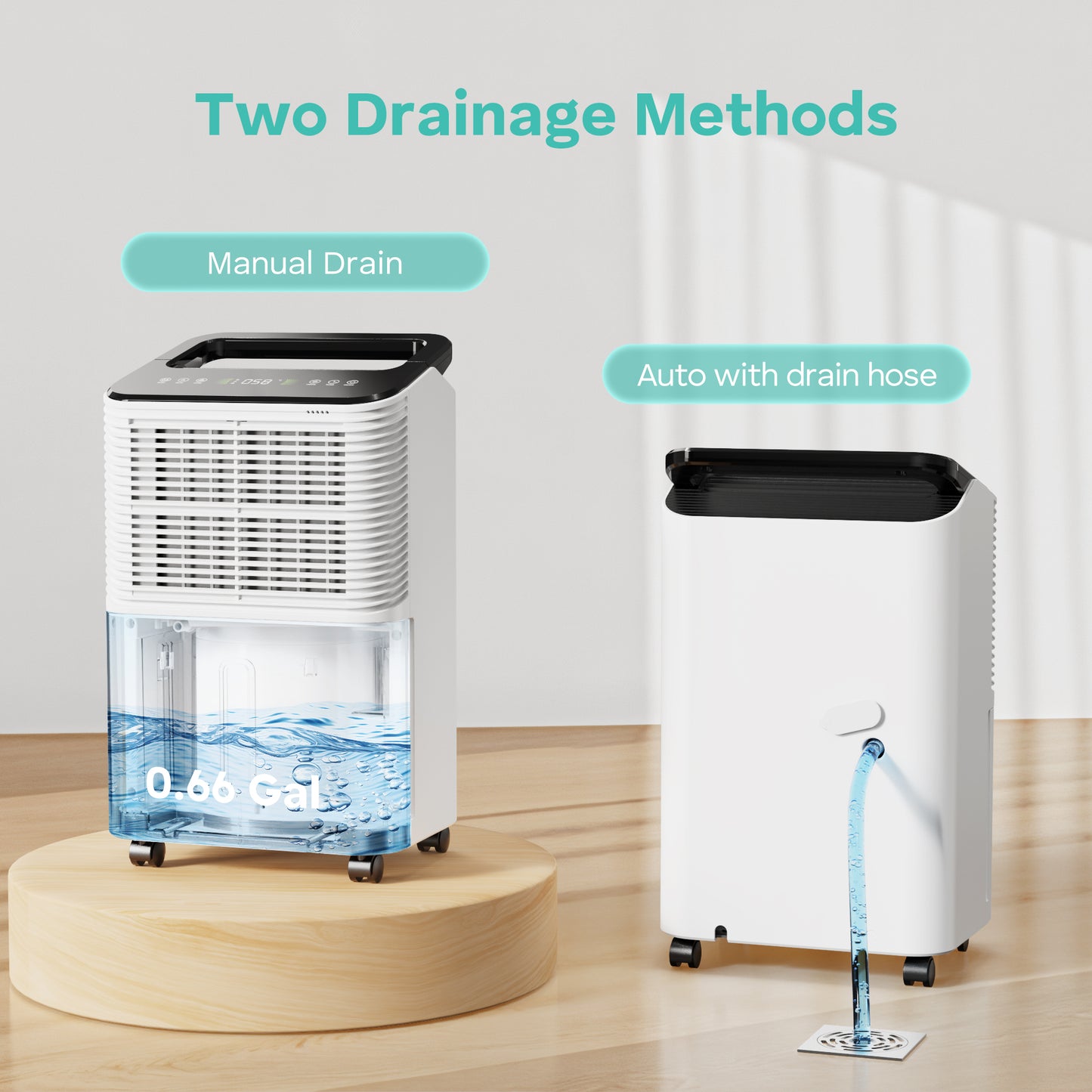 KLOUDIC 12 Pints (DOE) Dehumidifier for Basements, Home Large Rooms, Bathrooms, MAX 50 Pints/Day, Auto Mode with Drain Hose, Smart Humidity Control, 2.5L Water Tank, Covers Up to 2000 Sq.ft