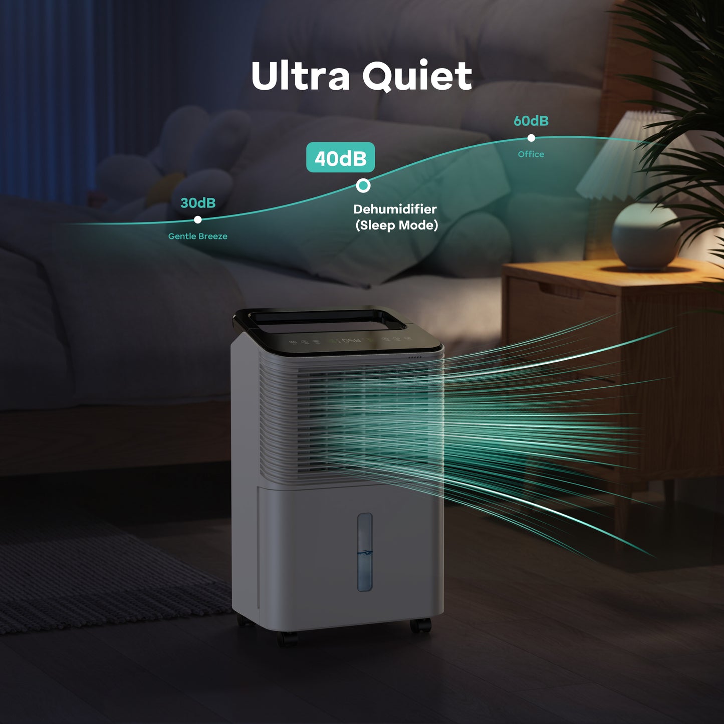 KLOUDIC 12 Pints (DOE) Dehumidifier for Basements, Home Large Rooms, Bathrooms, MAX 50 Pints/Day, Auto Mode with Drain Hose, Smart Humidity Control, 2.5L Water Tank, Covers Up to 2000 Sq.ft