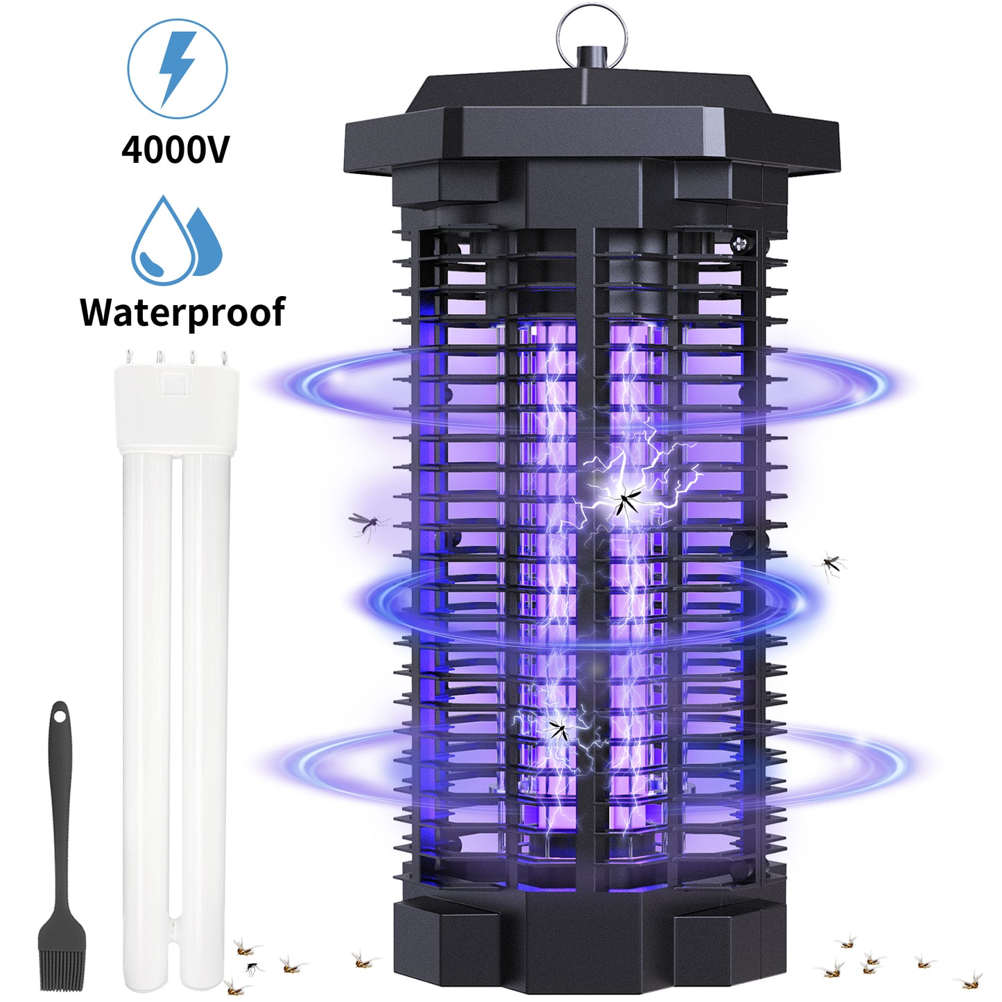 KLOUDIC Bug Zapper for Outdoor and Indoor, 4000V Waterproof High Powered Electric Mosquito Zappers Killer, Insect Fly Trap for Home Backyard Patio