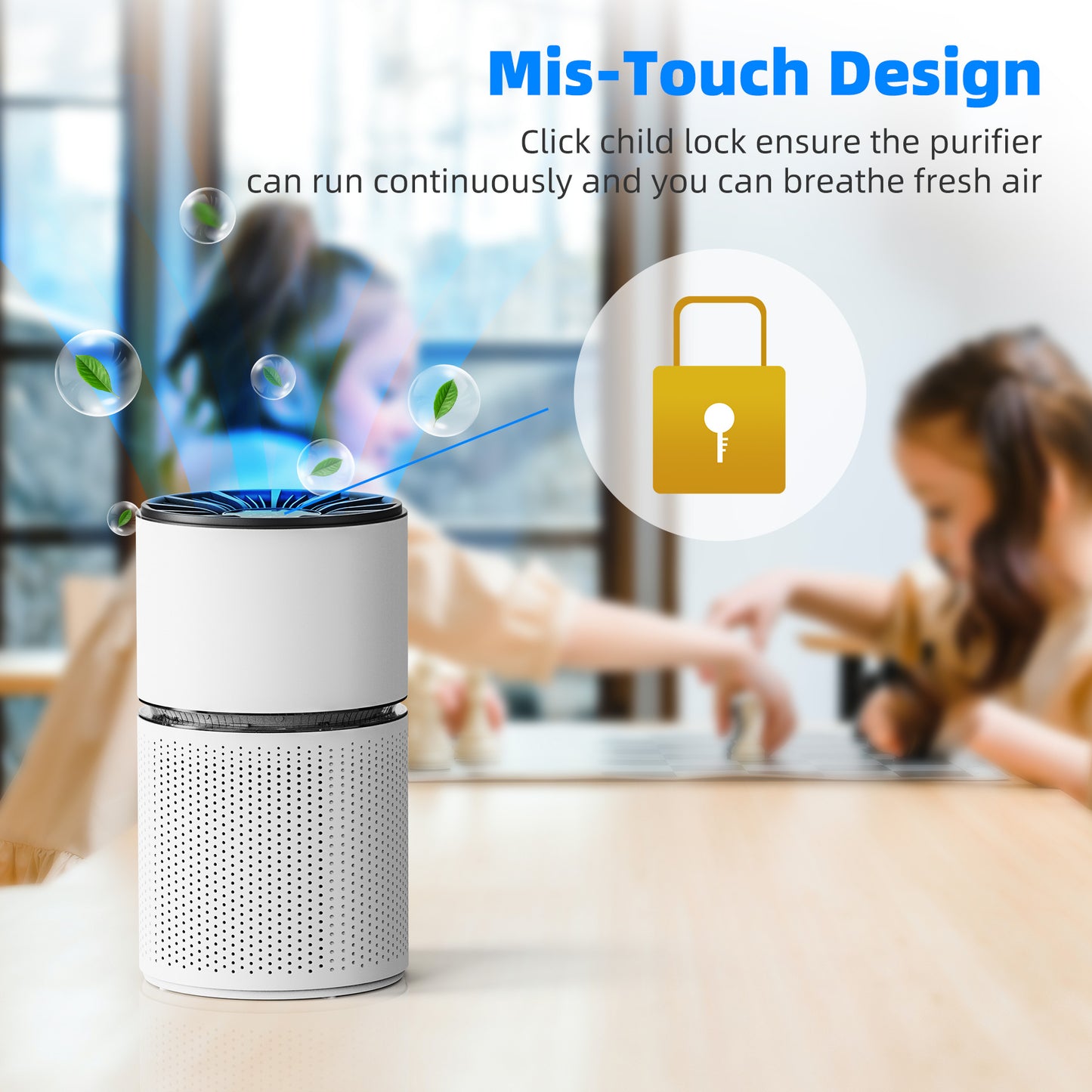 BREEZOME H13 HEPA Air Purifiers for Large Room(620 Sq.ft), Ultra Quiet , Display Lock,White