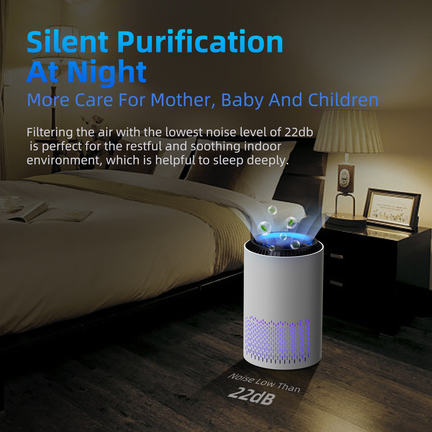 H13 HEPA Air Purifiers for Home, Air Purifier with Sleep Mode Speed Control For Bedroom Office Living Room, MK01- White