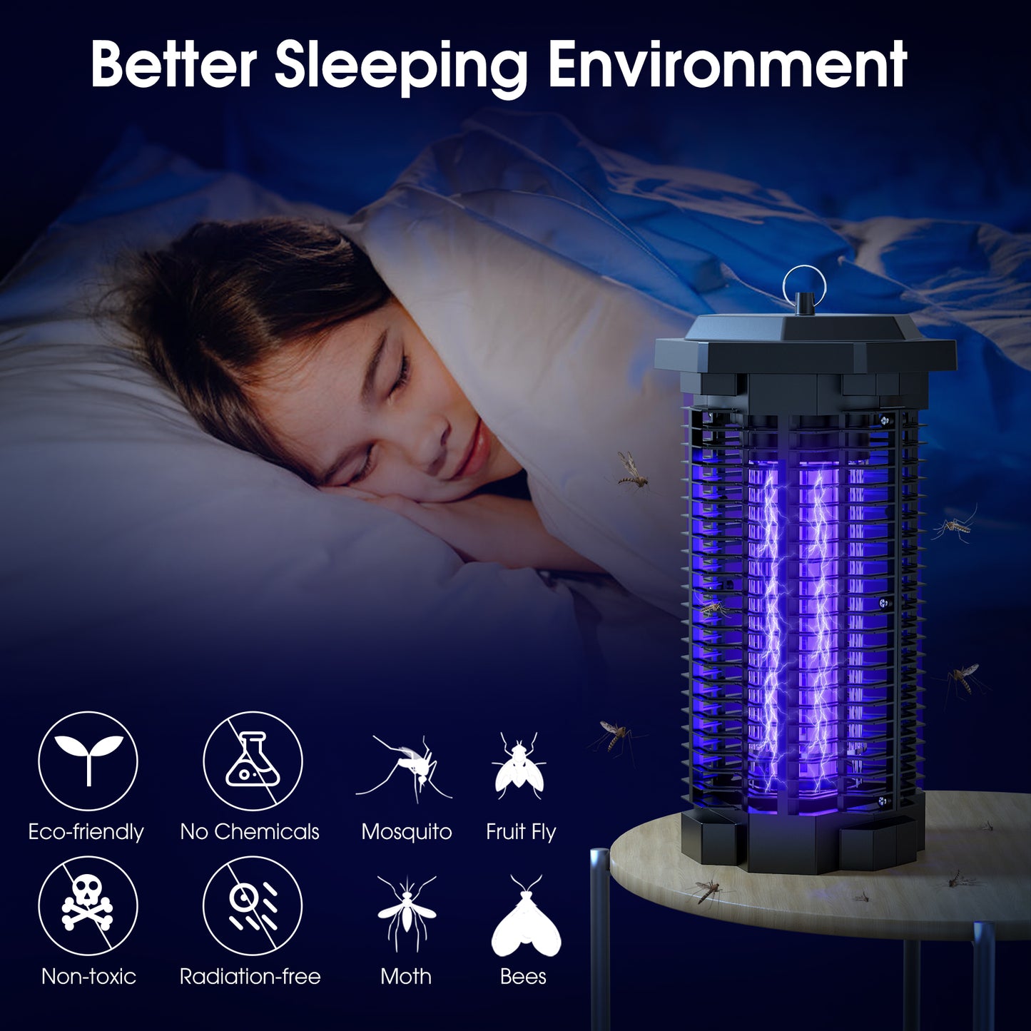 KLOUDIC Bug Zapper for Outdoor and Indoor, 4000V Waterproof High Powered Electric Mosquito Zappers Killer, Insect Fly Trap for Home Backyard Patio